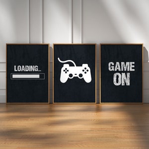 Set of 3 Gaming Prints Gamer Decor Black Wall Art Teen Room Prints, Boys Bedroom Decor, Gaming Wall Art, Games Room Poster, Gift For Boys