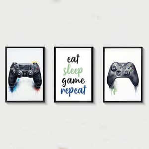 Set of 3 Gaming Print, Gamer Gift, Gaming Prints, Games Room Wall Art, Boys Bedroom Decor, Contemporary Print, Games Room Art, Gift For Boys