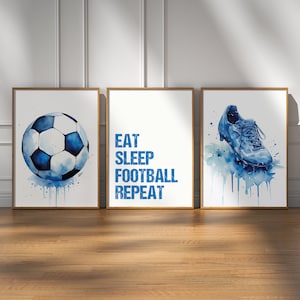 3er Set Fußball Drucke, Fußball Wandkunst, Jungen Schlafzimmer Dekor, Kinder Schlafzimmer Fußball Dekor, Fußball Druck, Fußball Wandkunst, Fußball Geschenke
