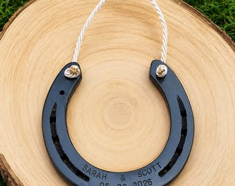 Lucky Horseshoe- genuine used horseshoe, perfect for a wedding gift, anniversary, home decor. Engraving/painted options available, gift box