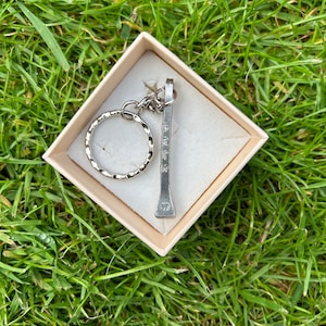 Personalized engraved horseshoe iron nail keyring- perfect for wedding anniversary gifts, birthdays, horse enthusiasts.