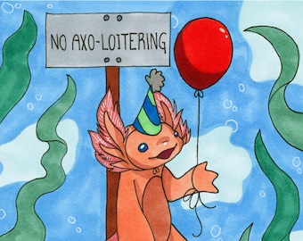 Funny Axolotl Birthday Card (Digital Download)