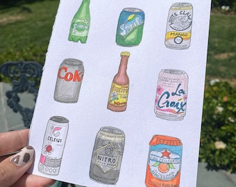 Original Watercolor Painting of Beverages