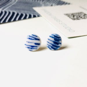 Porcelain Stud Earrings / Blue-and-White Jewellery / Unique Gift / Handmade