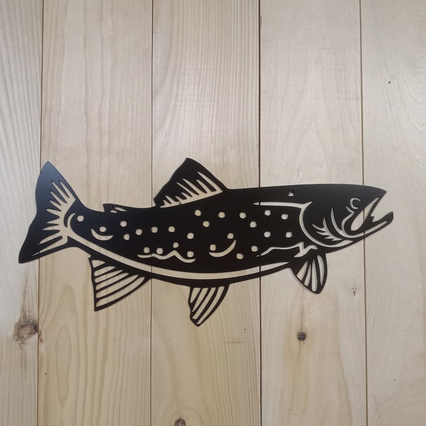 Metal Trout Sign | Fisherman Gift | Metal Wall Art | Outdoor Metal Decor | Lake House Sign | Man Cave Decor | Fish Yard Art | Garden Sign