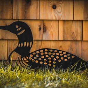 Metal Loon Sign | Bird Yard Art | Housewarming Gift | Waterfowl Metal Art | Lake House Metal Sign | Outdoor Garden Stake | Loon Gifts