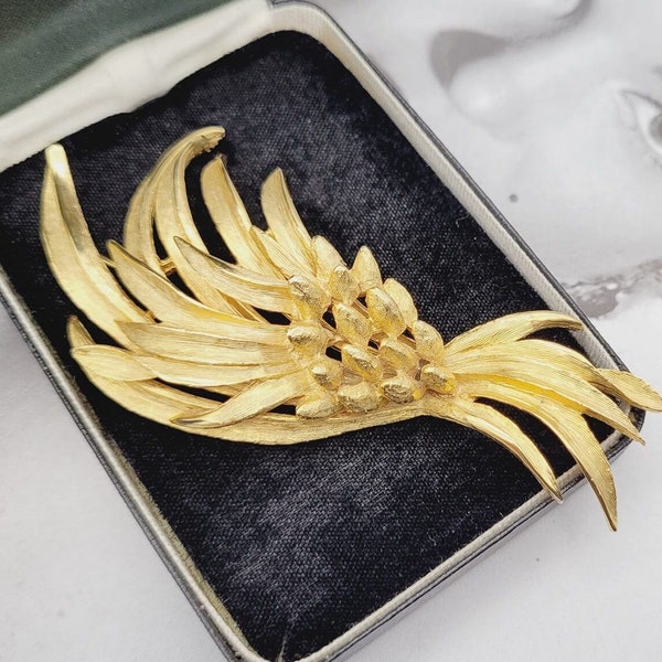 Vintage Statement Brooch, Sphinx gold brooch 1970's , large gold brooch