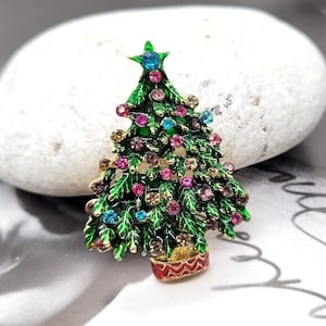 Christmas tree brooch, Christmas pin, Christmas gift, Christmas accessories