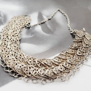 Vintage Sterling Silver Filigree Bracelet: Scales Design
