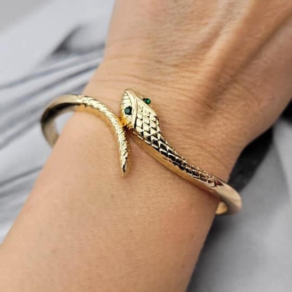 Boho Snake gouden Bangle Armband klem Bangles, manchetarmband, reptielenarmband