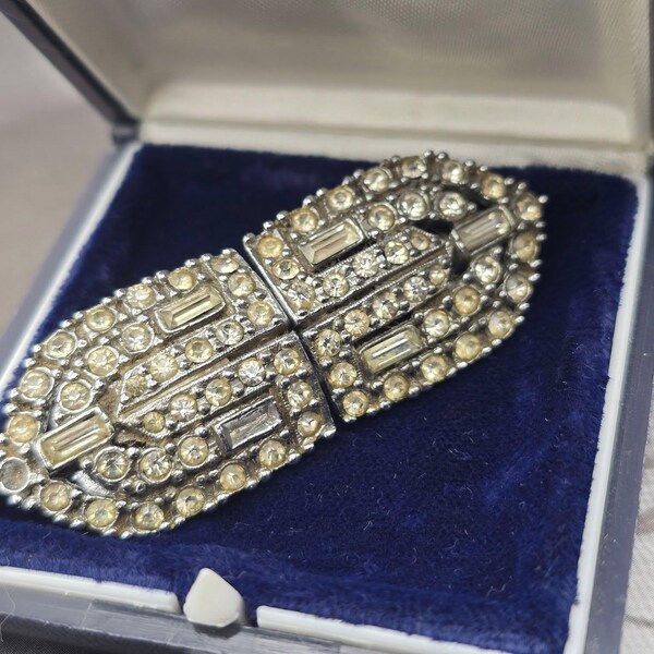 Vintage Art Deco Strass Brosch & Klänningsklämma Set