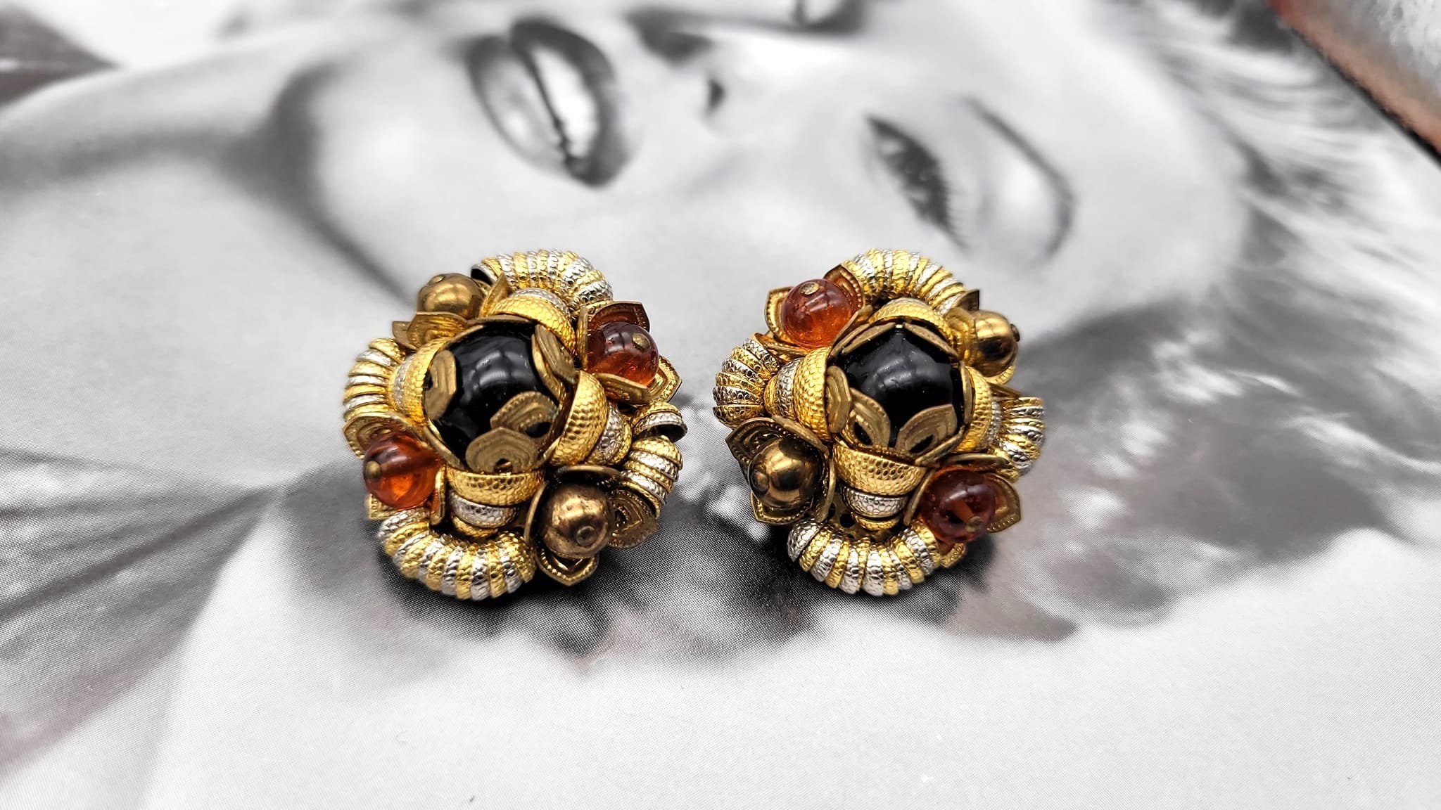 Boucles D'oreilles Vintage Françoise Montague Années 50 - Occasion, Style Rétro
