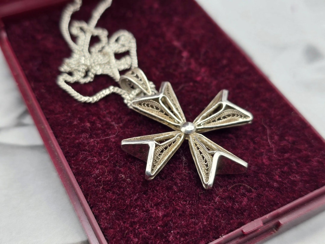 Vintage Filigree Cross Necklace: 925 Sterling Silver Pendant, 1990s ...