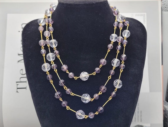 Vintage Joan Rivers Purple necklace, resin neckla… - image 1