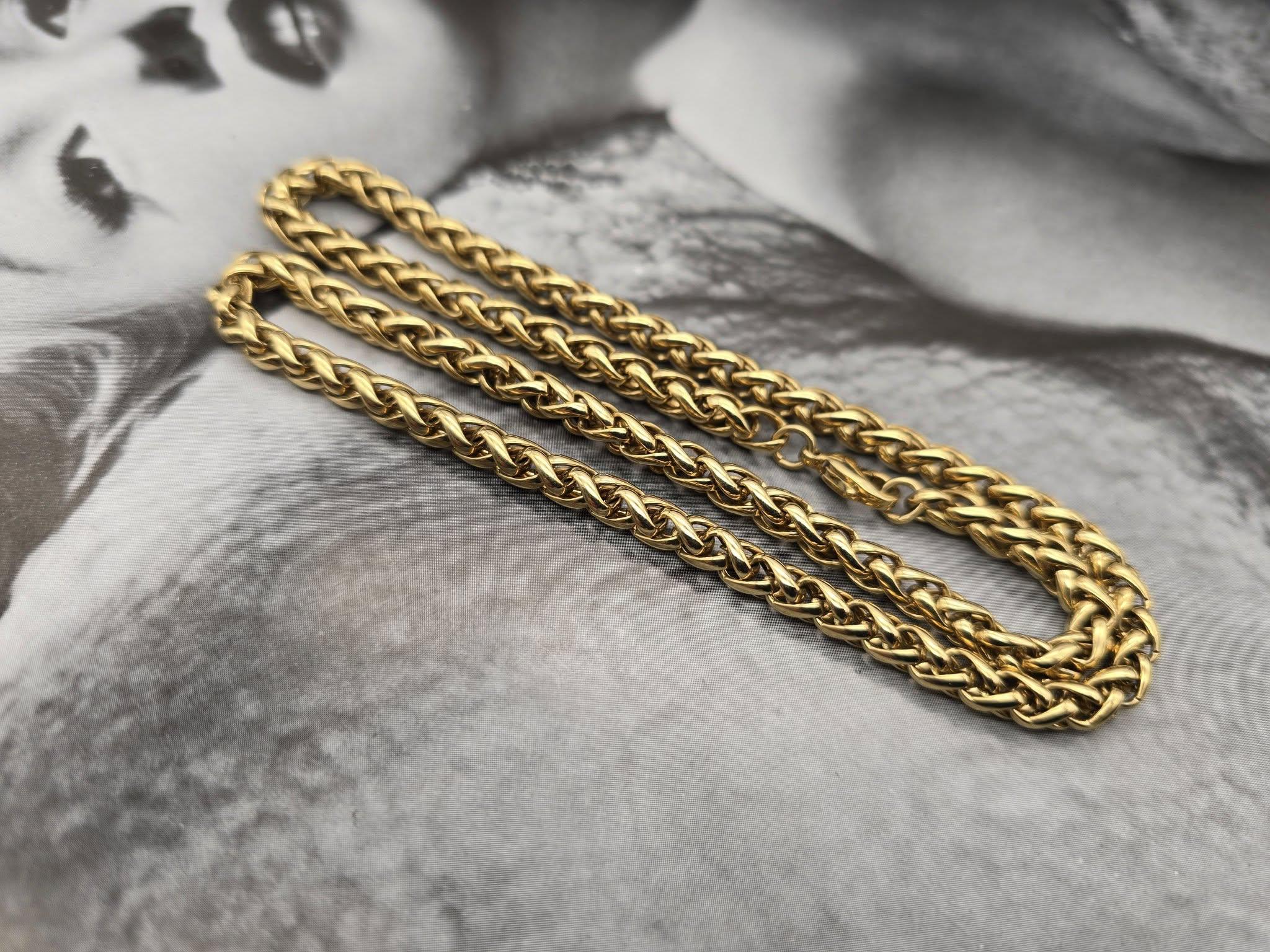 Collier Chaîne Torsadée Plaqué Or Jaune - Style Vintage élégant, Référence 3302, Occasion
