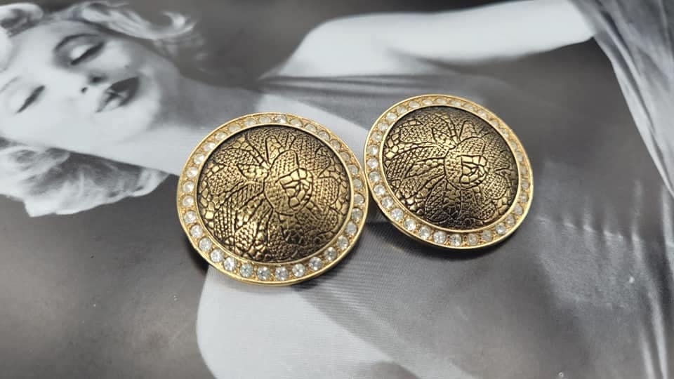 Boucles D'oreilles Clips Vintage Rochas - Métal Doré, Bon état