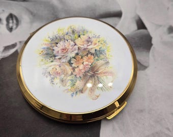 Vintage Stratton-bloemen goudkleurige compact: jaren 50 ijdelheid collectible