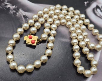 Vintage Monet Pearl Necklace, 37 Inches, Monet Necklace