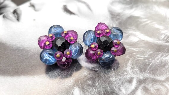 Boucles D'oreilles à Clips Longues Perles Roses Anciennes - Bon état Occasion