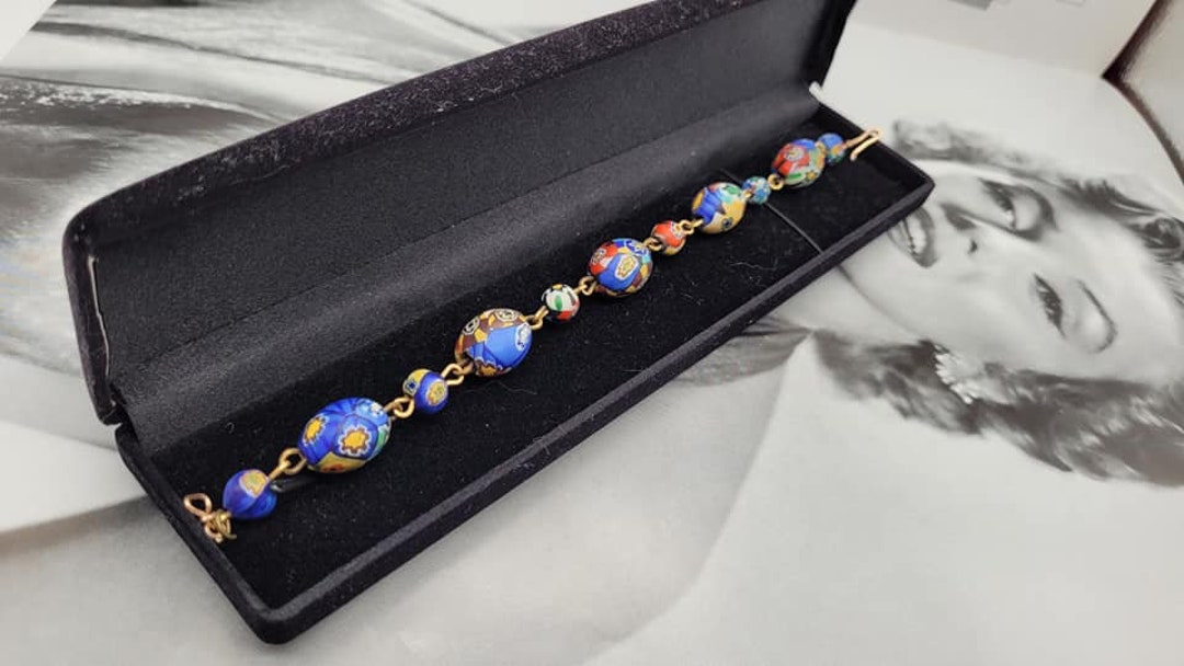 Vintage Bracelet, Glass Jewellery, Millefiori Glass Bracelet, Dainty Bracelet Etsy