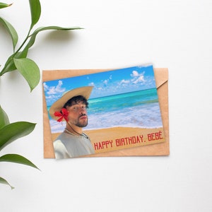 Biglietto d'auguri stampabile Bad Bunny - Buon compleanno Bebe