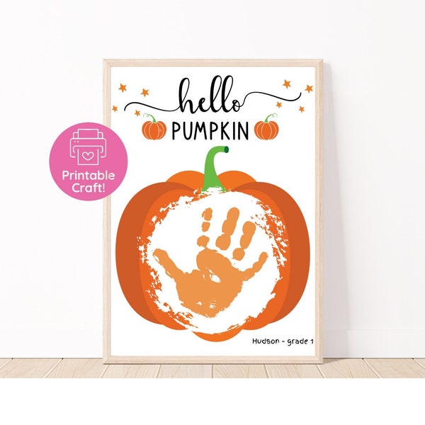 Pumpkin Handprint craft | Hello Pumpkin Halloween Handprint Art | Preschool activity | Fall Handprint Art | Halloween Activity | Fall Craft