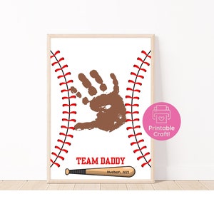 Regalo para el Día del Padre / Letrero con huella de mano / Regalos para el Día del Padre / Tarjeta de recuerdo artesanal / Manualidad con huella de mano para el Día del Padre / Papá del béisbol