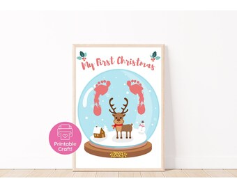 Reindeer Handprint Footprint Art | Baby's First Christmas Keepsake (Digital Download)