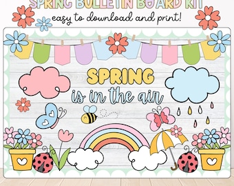 Spring Bulletin Board Kit | Printable Classroom Decor | March & April Themes | Easter Spring Themes | Teacher Resources | Class Door Decor