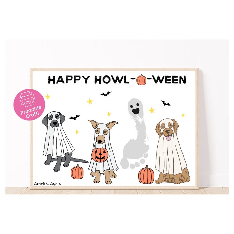 Ghost Dogs Halloween Handprint Craft: Spooky Kids Activity (digital ...