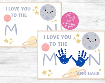 Father's Day Handprint Art: I Love You to the Moon (Digital Download)