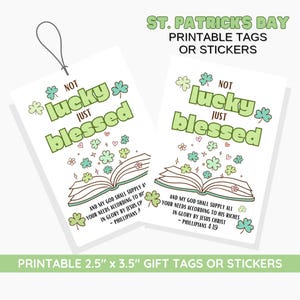Not LUCKY just BLESSED St. Patrick&#39;s Day Gift Tag Printable - Lds Missionary Gifts -  Religious St. Patricks Day - Church Printable