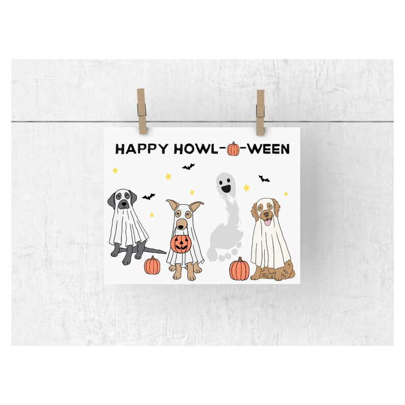 Ghost Dogs Halloween Handprint Craft: Spooky Kids Activity (digital ...