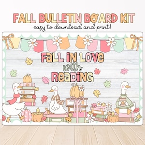 Dumme Gans Bibliothek Bulletin Board Kit, Herbst Klassenzimmer Dekor, druckbare Leseecke, Buch Bulletin Board, Schulbibliothek Dekor, Lesen