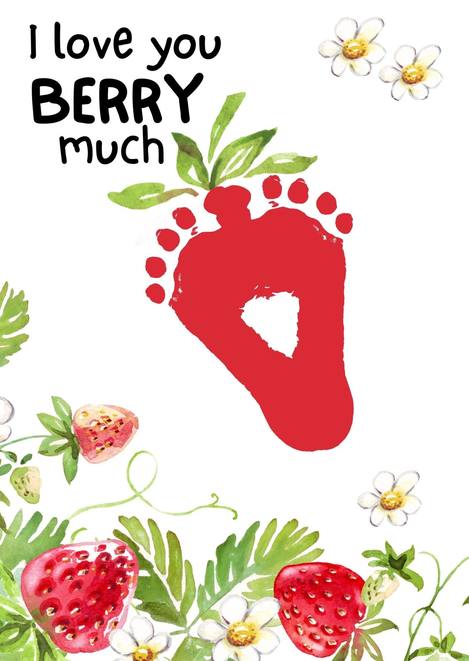 Mothers Day Footprint Crafts Footprint Art Strawberry Etsy Mothers Day Footprint Crafts Footprint Art Strawberry Etsy