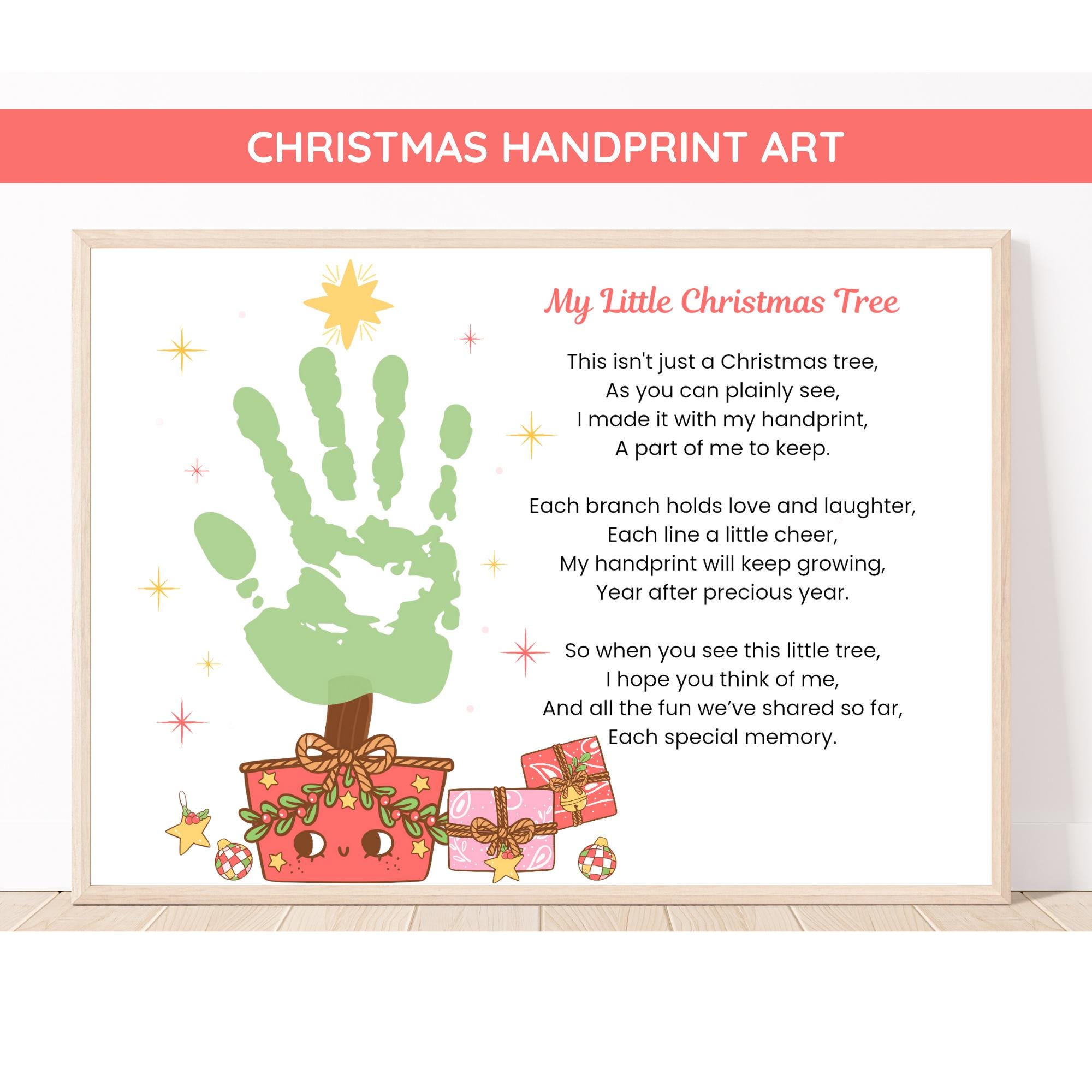christmas handprint art: keepsake poem, preschool activity (pdf