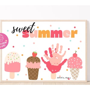 Summer Handprint Craft | Summer Craft for Kids | Summer Handprint Art | Summer Art for Kids | Handprint Ice Cream Craft | Summer Activities