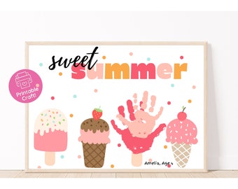 Summer Handprint Ice Cream Craft: Kids Art Activity (Digital Download)