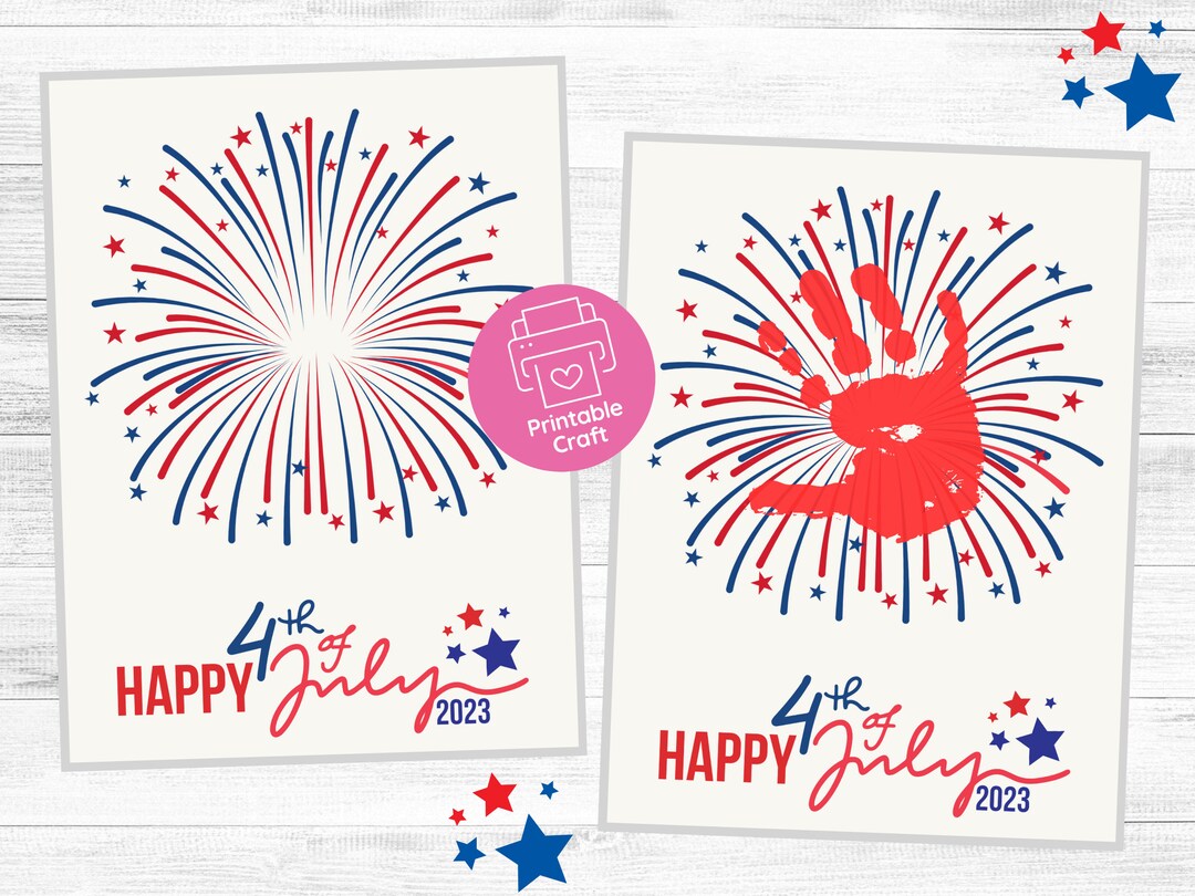 Firework July Hand Lettering 4th of July Handprint Firework Art: Kids Craft (digital Download) - Etsy