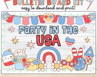 Bulletinboardkit voor 4 juli: patriottisch klasdecor (afdrukbare doe-het-zelf)