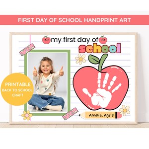 First Day Of School Handprint Craft | Back To School Printable | Memory Keepsake | Handprint Preschool Craft | Teacher Resource