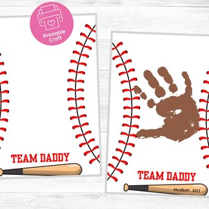 Regalo per la festa del papà / Cartello con impronta della mano / Regali per la festa del papà / Biglietto ricordo fai da te / Impronta della mano per la festa del papà / Papà che fa baseball