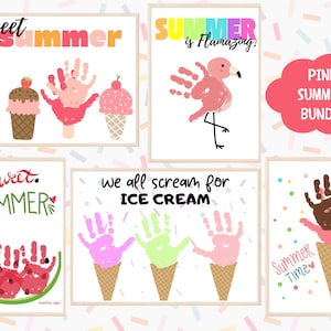 Summer Handprint Craft Bundle | Summer Craft for Kids | Homeschool Crafts | Preschool Craft | Kids Summer Activity | Handprint Art for Kids