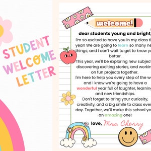 Regalo para el primer día de clases para estudiantes / Tarjeta de bienvenida para el regreso a clases imprimible / Carta de bienvenida del maestro / Recuerdo / Recurso para maestros