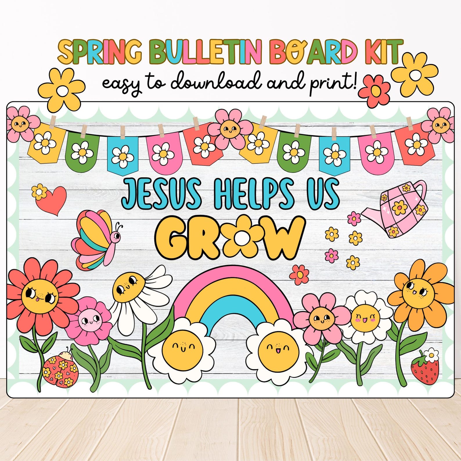 Christian Easter Bulletin Board Kit: Spring Church Decor (digital ...