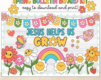 Christian Easter Bulletin Board Kit, Printable Christian Decor for Spring, Church Bulletin Board Ideas, Jesus Bulletin Board, Sunday School