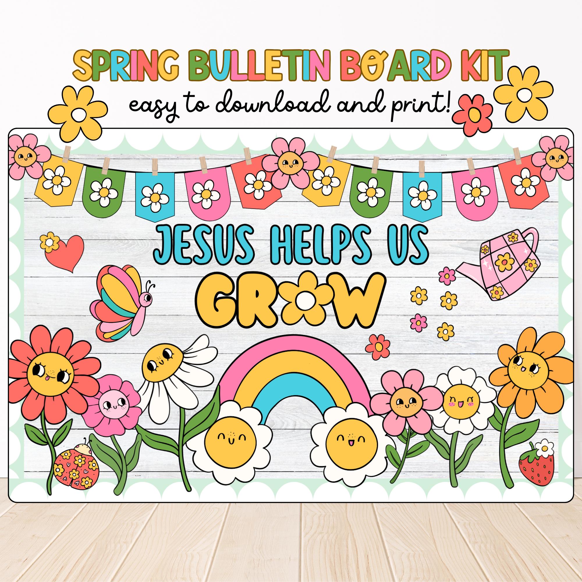 Christian Easter Bulletin Board Kit: Spring Church Decor (digital ...
