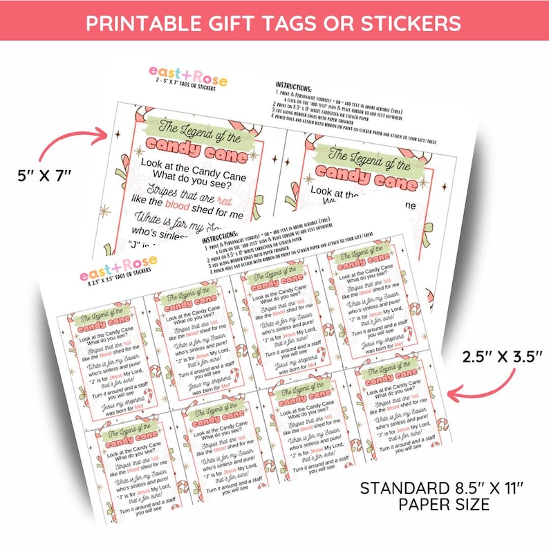 Legend of the Candy Cane Printable Gift Tags (PDF) - Etsy
