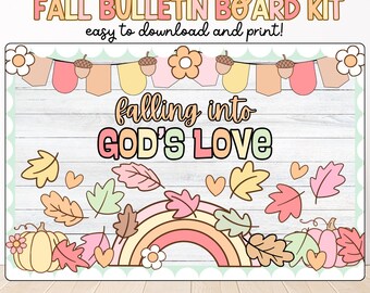 Fall Jesus Bulletin Board Kit: Christian Classroom Decor (Digital Download)