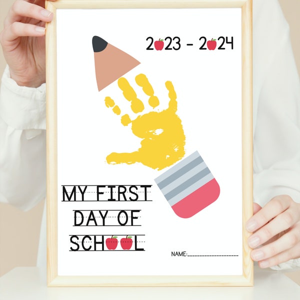 First Day Of School Handprint Craft | Back To School Printable | Memory Keepsake | Handprint Preschool Craft | Teacher Resource